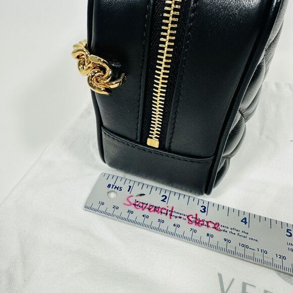 Versace La Medusa Quilted Lambskin Leather Medium Crossbody Camera Bag Black NWT - Picture 14 of 15